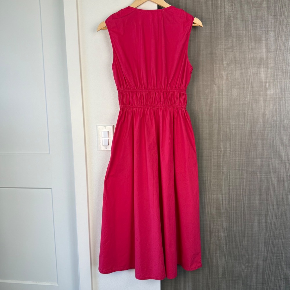 Xirena Cyra Midi Dress Pink Tulip Sleeveless 100% Cotton Empire Waist Size XS - Picture 8 of 11